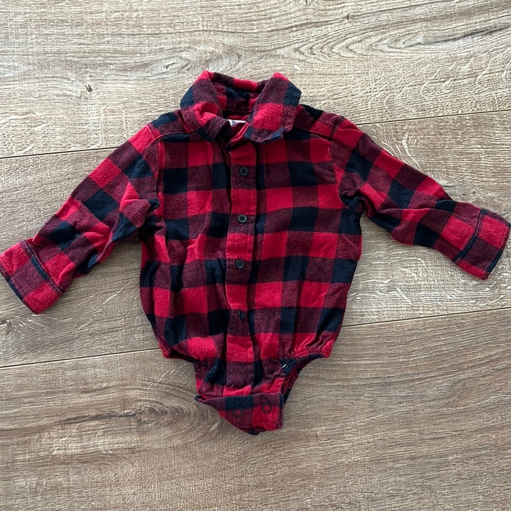 Cute Flannel Button-up style Bodysuit 3-6